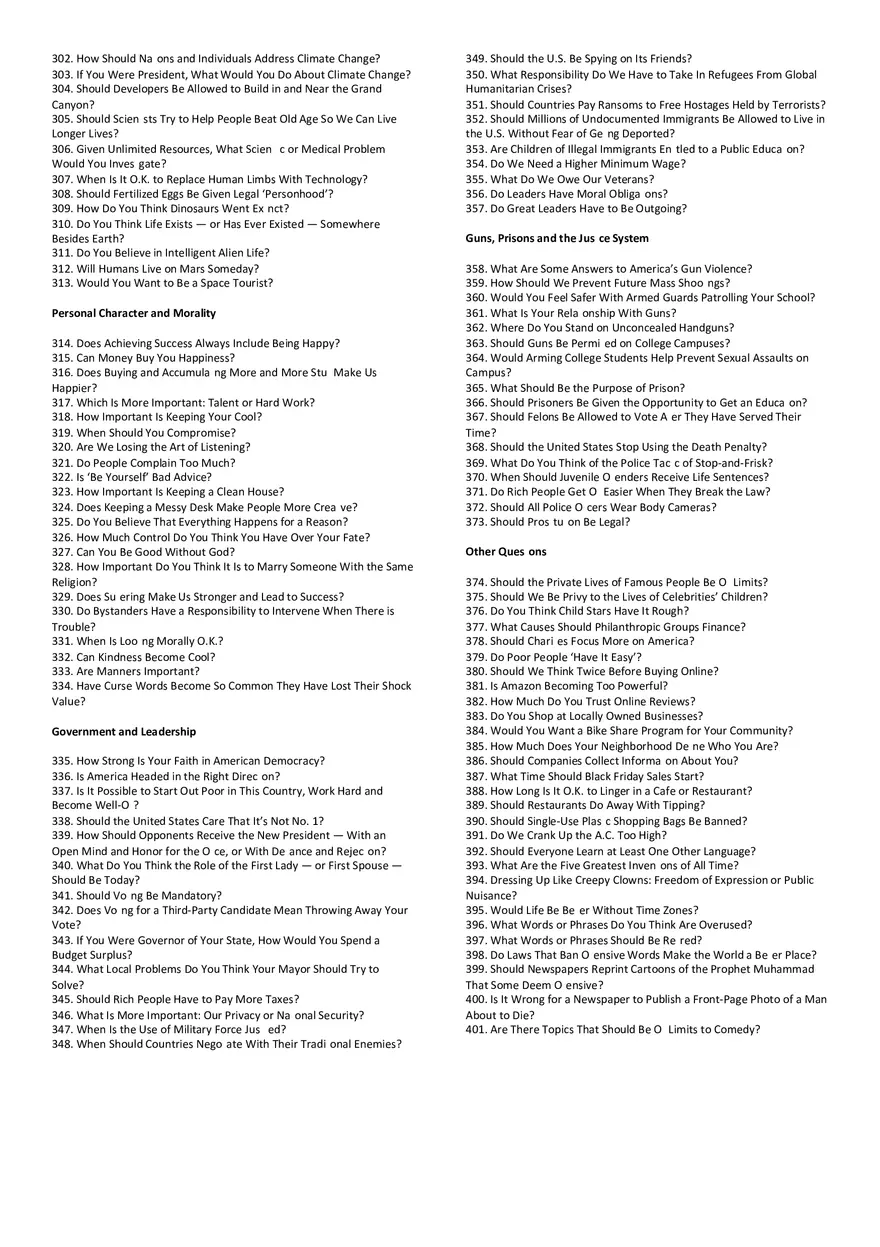401 Prompts for Argumentative Writing - Page 4