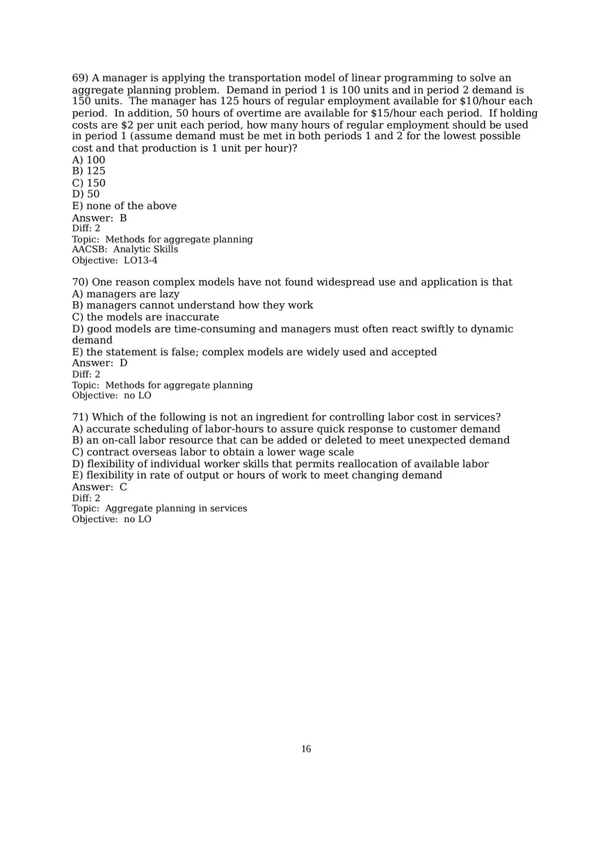 Chapter 13  Aggregate Planning Multiple Choice - Page 4