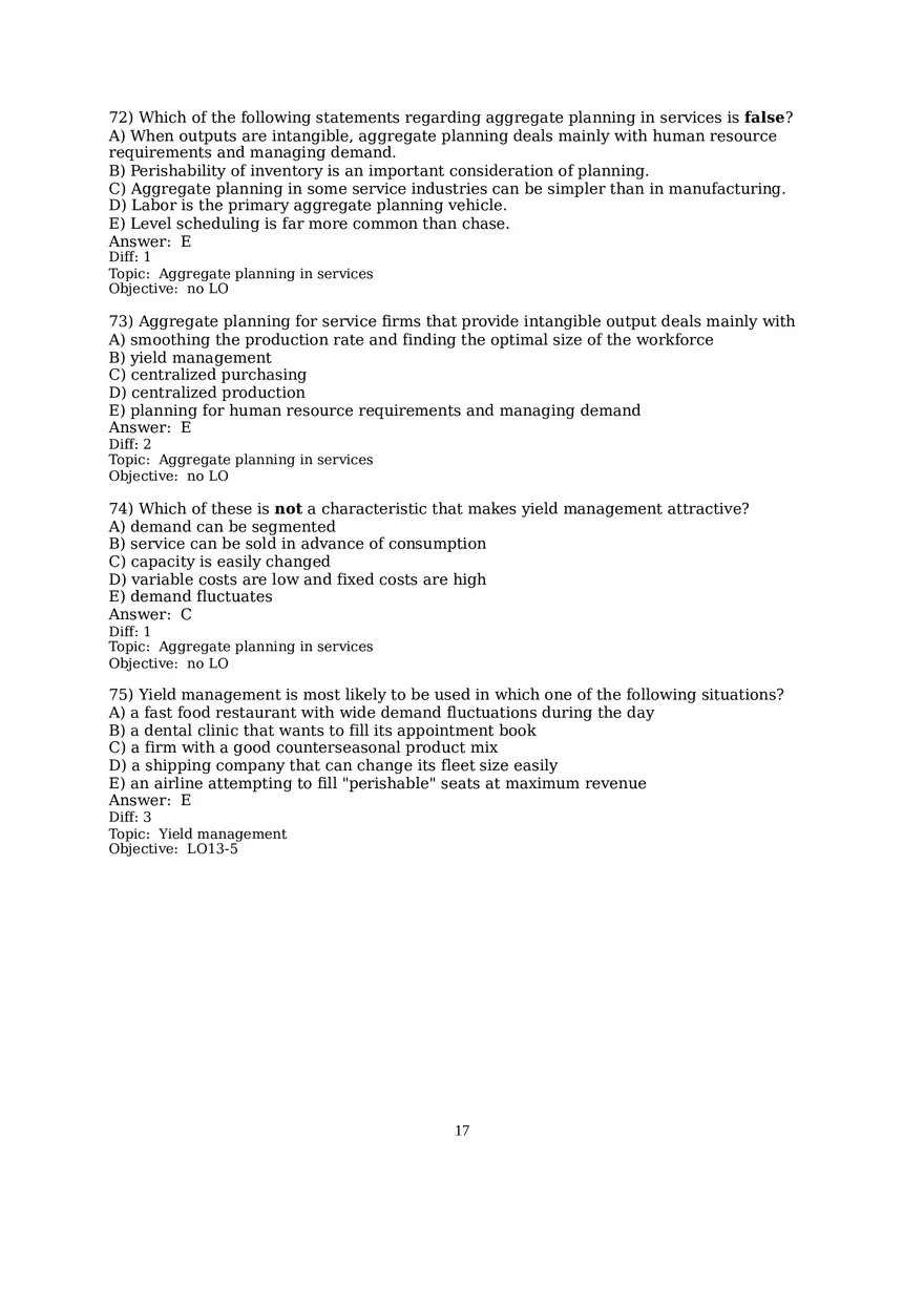 Chapter 13  Aggregate Planning Multiple Choice - Page 5