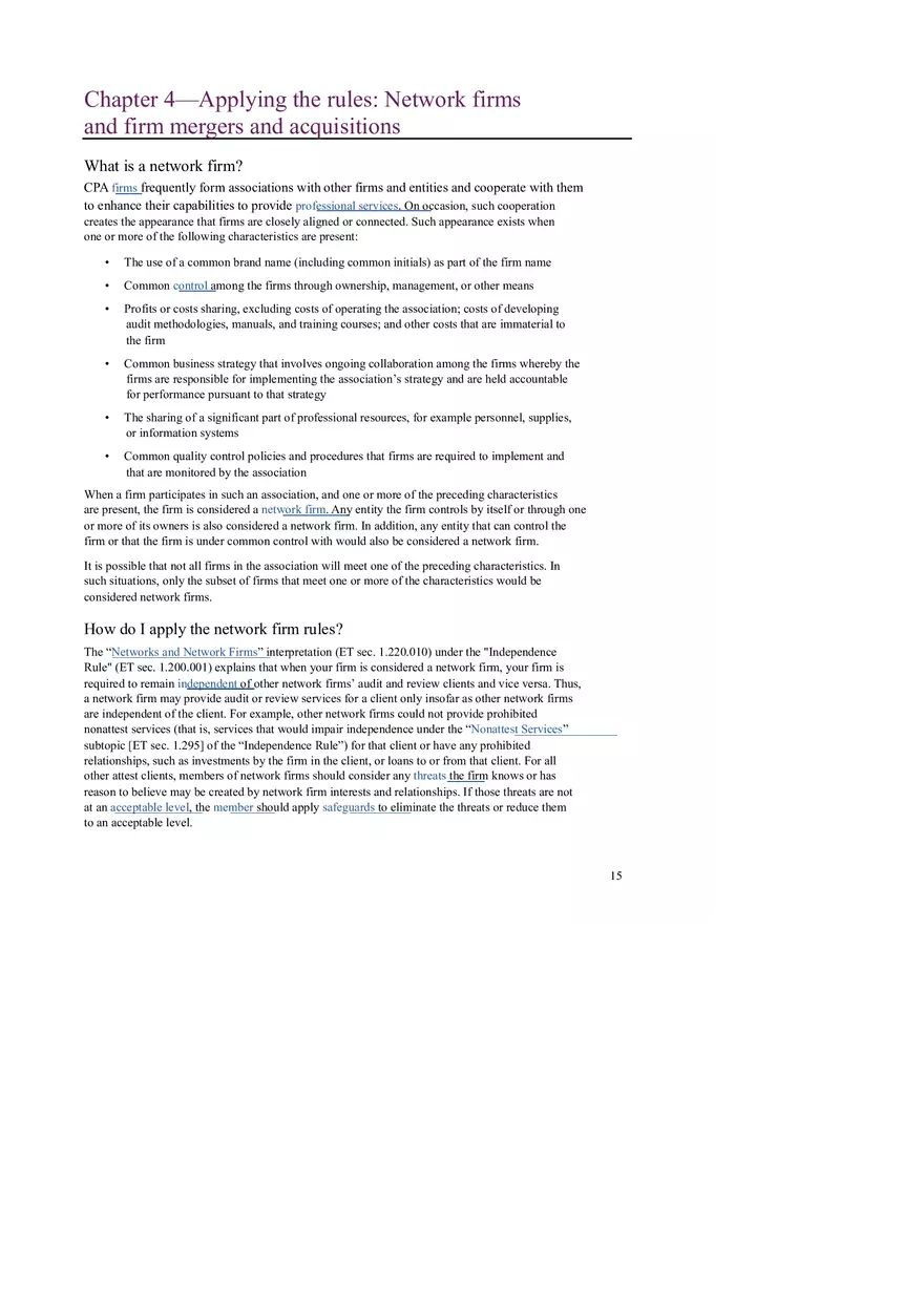 Chapter 4 Applyingthe Rules Network Firms and Firm Mergers and Acquisitions - Page 1