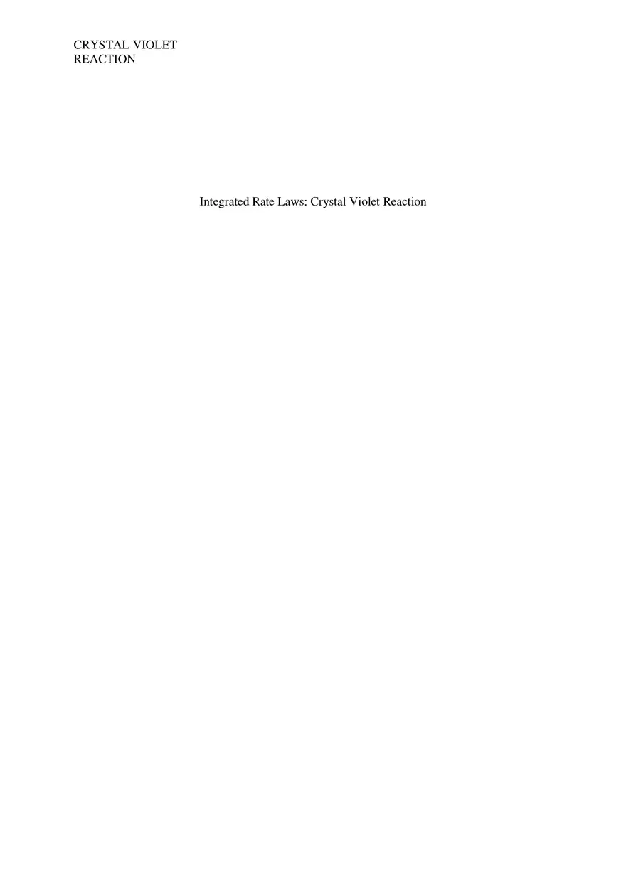 Integrated Rate Laws Crystal Violet Reaction - Page 1
