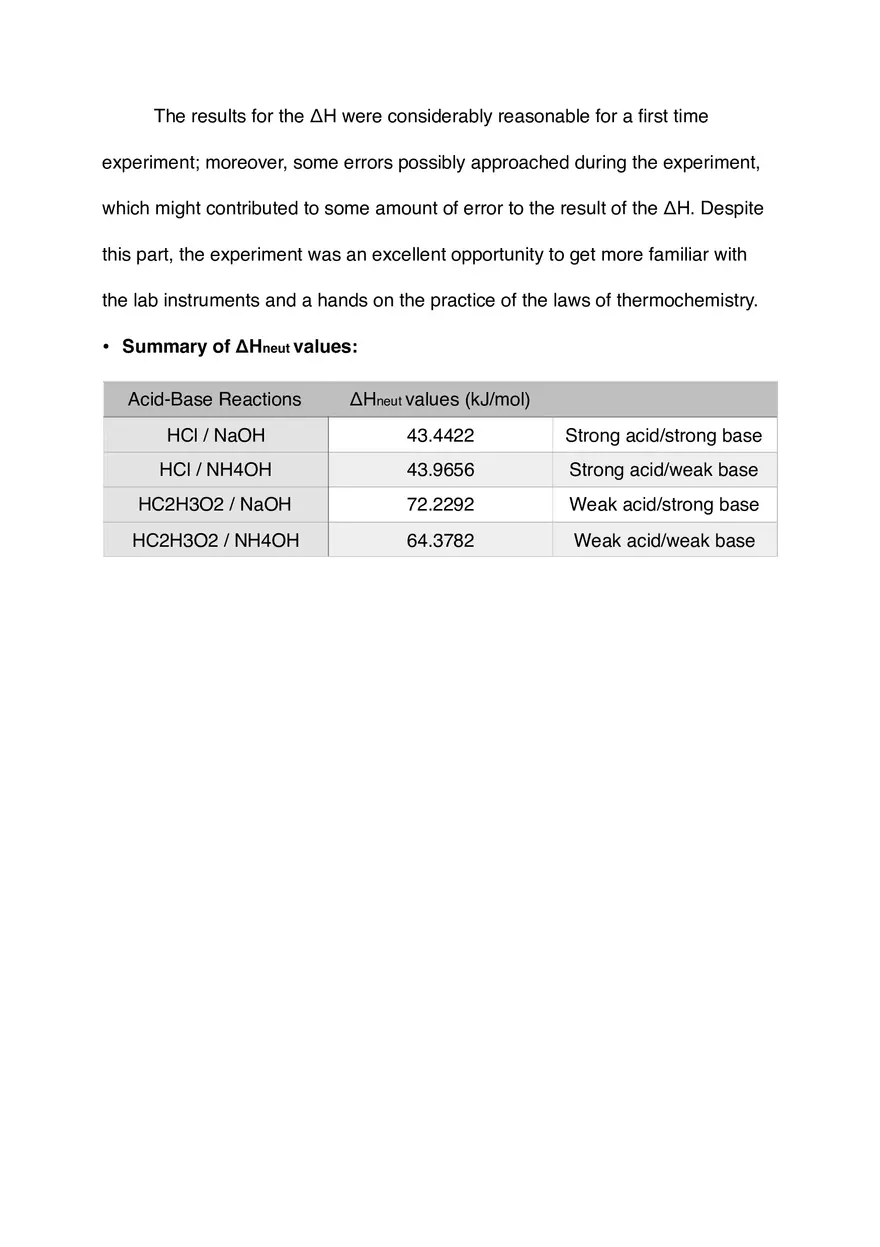 Thermochemistry Lab Report - Page 10