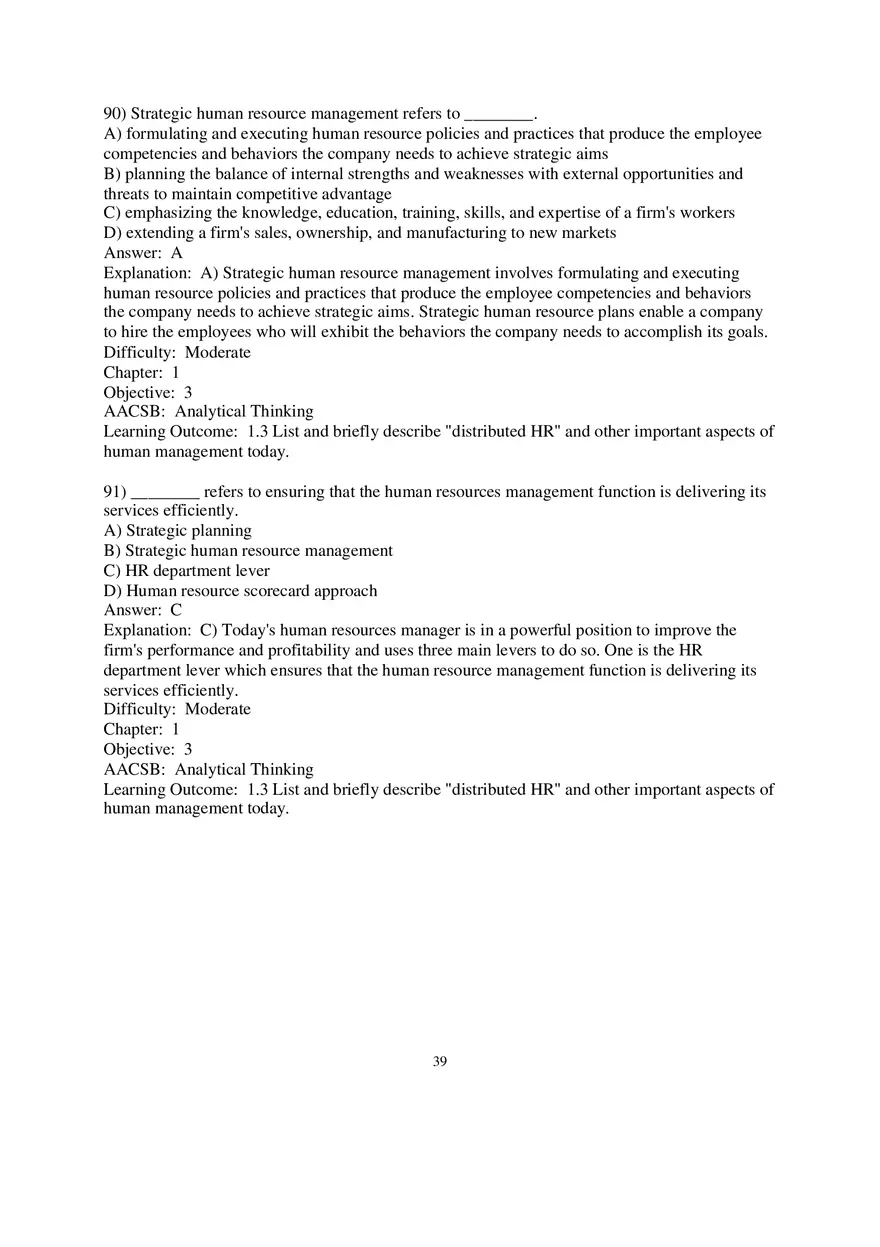 Chapter 1 Introduction to Human Resource Management Multiple Choice 4 - Page 3