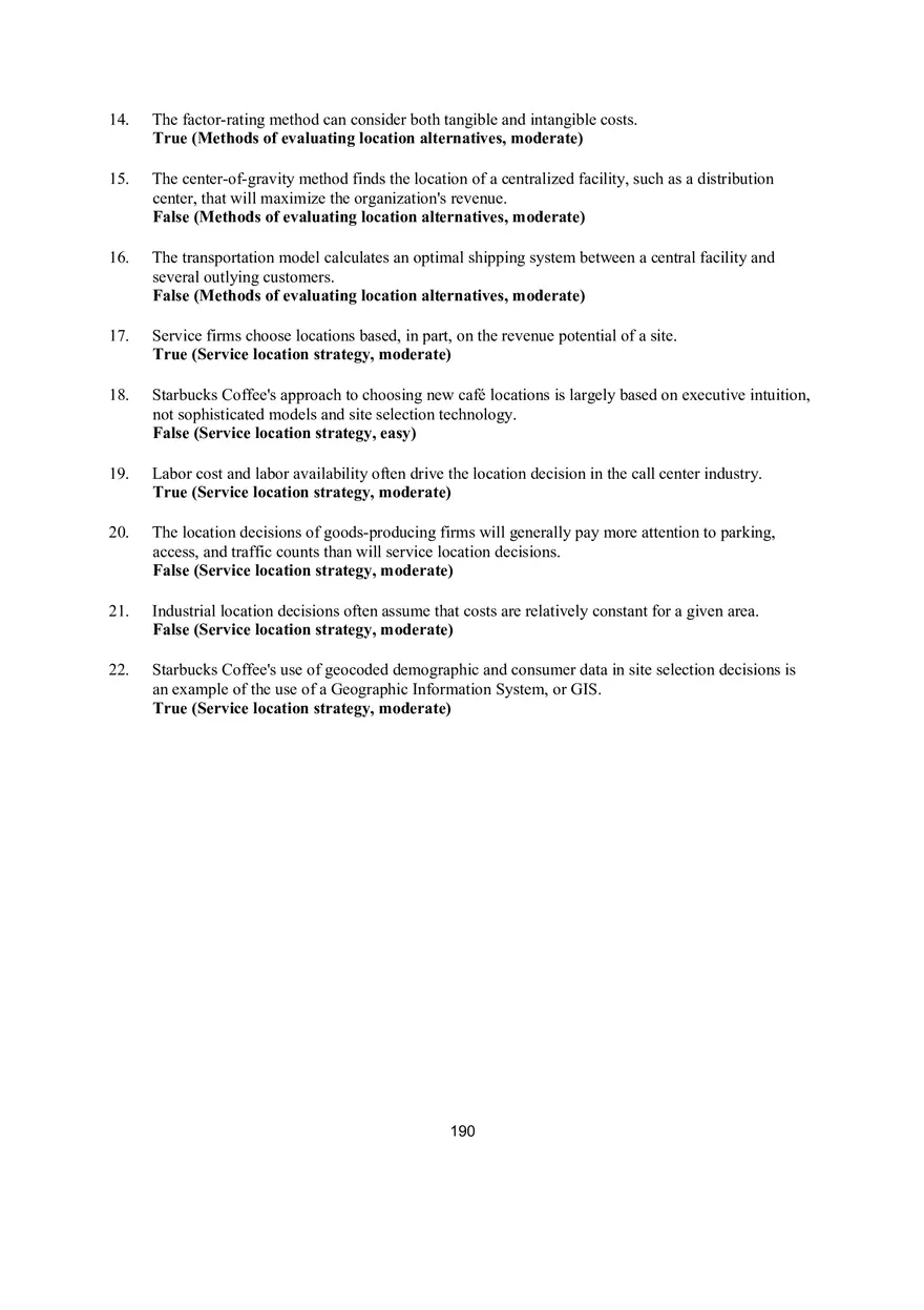 Chapter 8 Location Strategies True False - Page 2