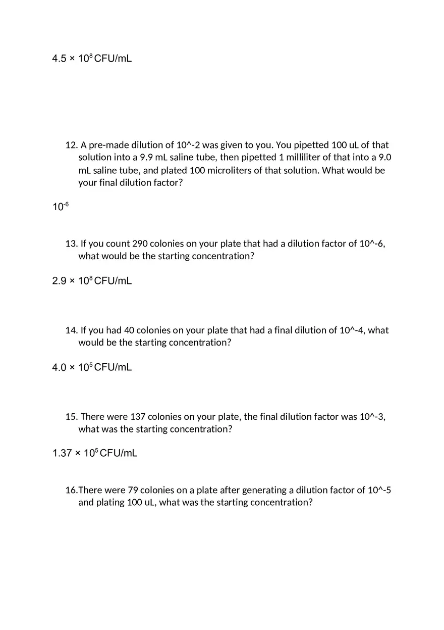 Serial Dilution Practice Problems - Page 3