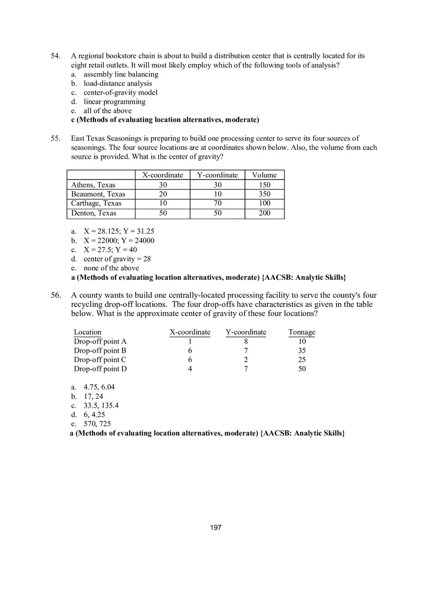 Chapter 8 Location Strategies Multiple Choice - Page 8