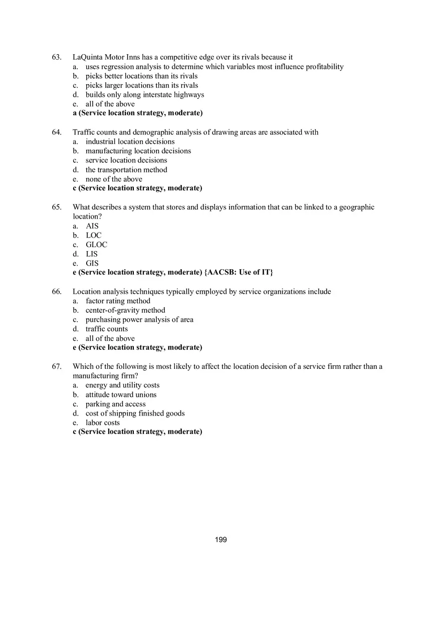 Chapter 8 Location Strategies Multiple Choice - Page 10
