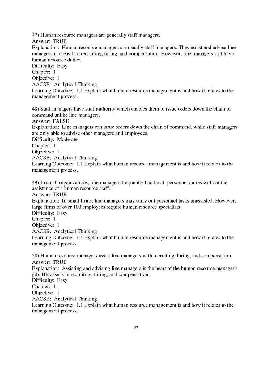 Chapter 1 Introduction to Human Resource Management True False 1 - Page 3