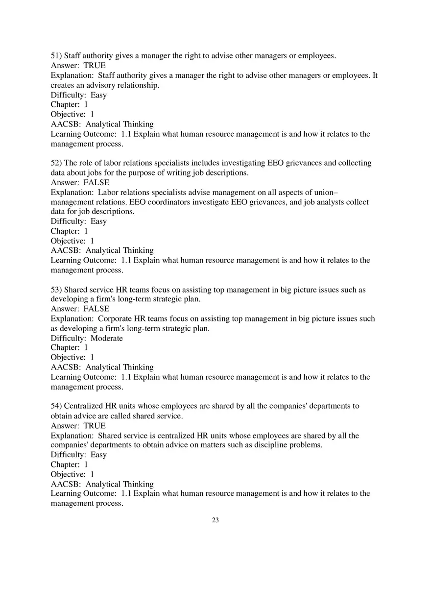 Chapter 1 Introduction to Human Resource Management True False 1 - Page 4