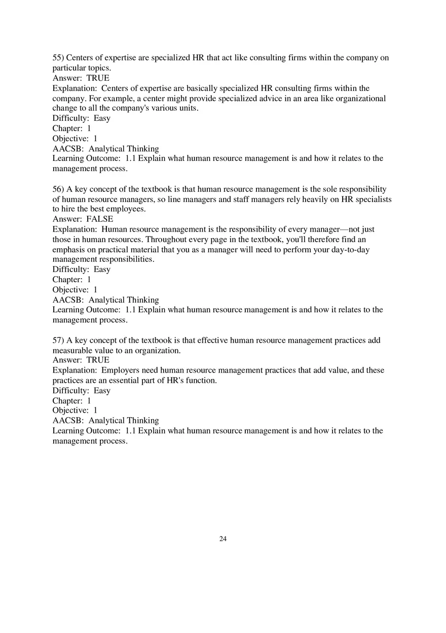 Chapter 1 Introduction to Human Resource Management True False 1 - Page 5