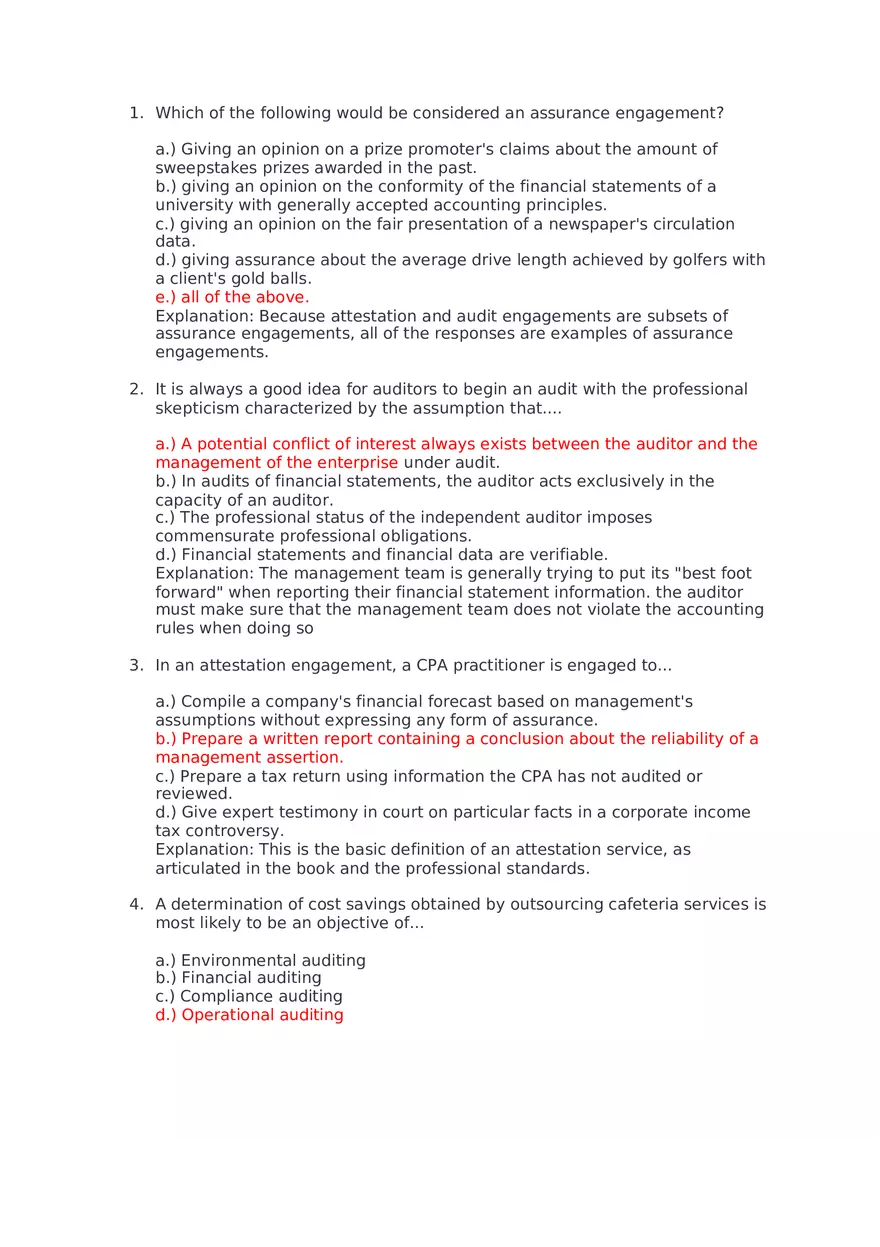 Which of the Following Would Be Considered an Assurance Engagement - Page 1