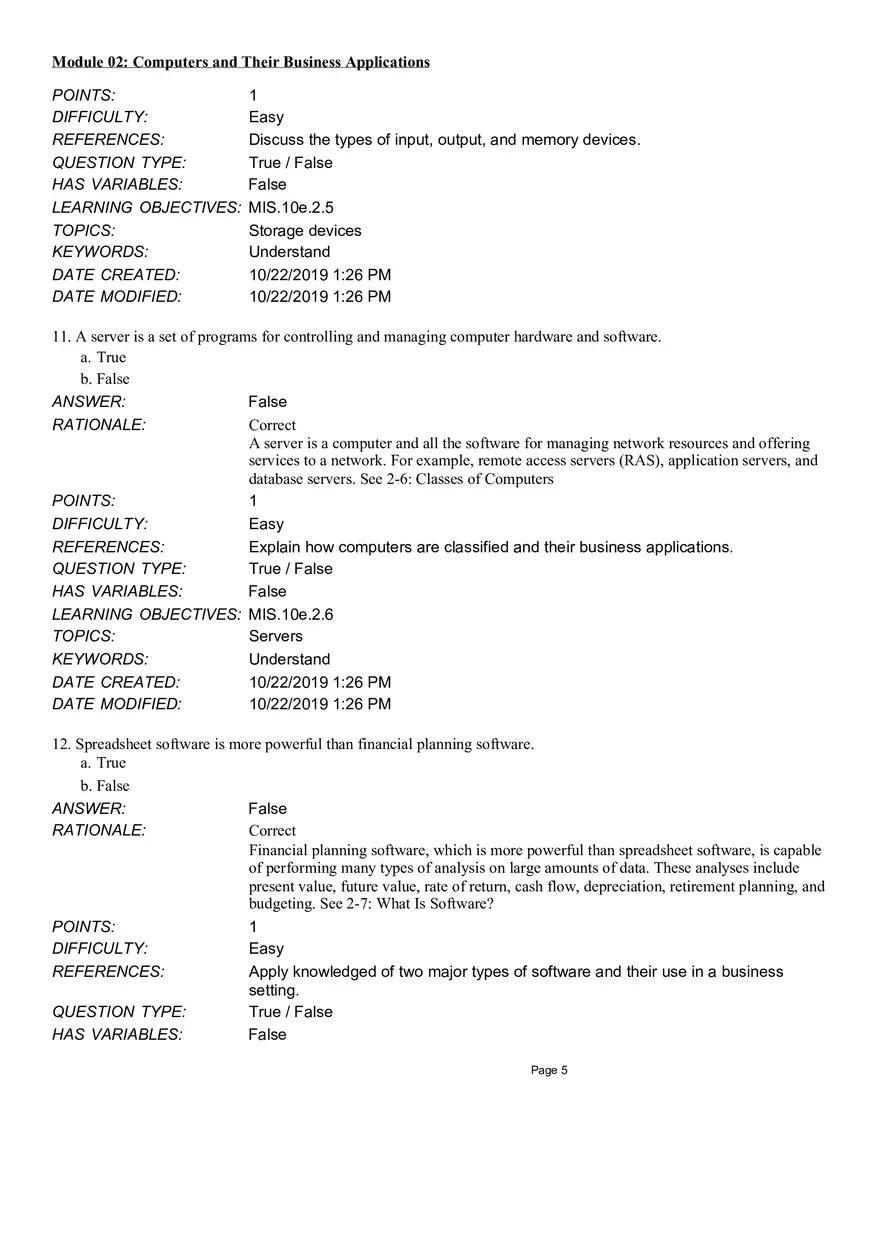 Computers and Their Business Application True False - Page 5