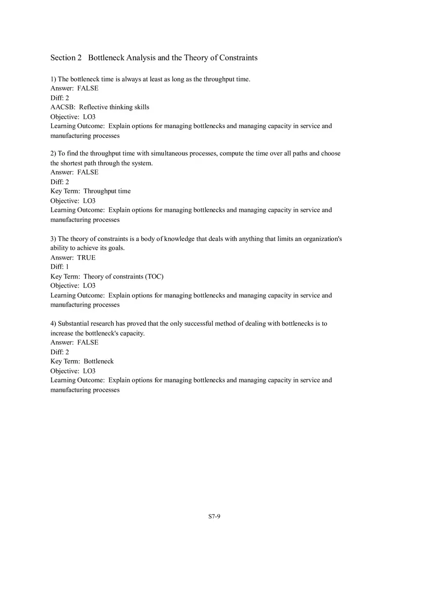 Section 2  Bottleneck Analysis and theTheory of Constraints - Page 1