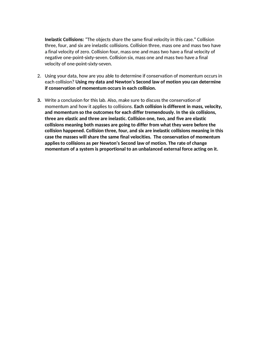 Conservation of Momentum Lab Worksheet - Page 3