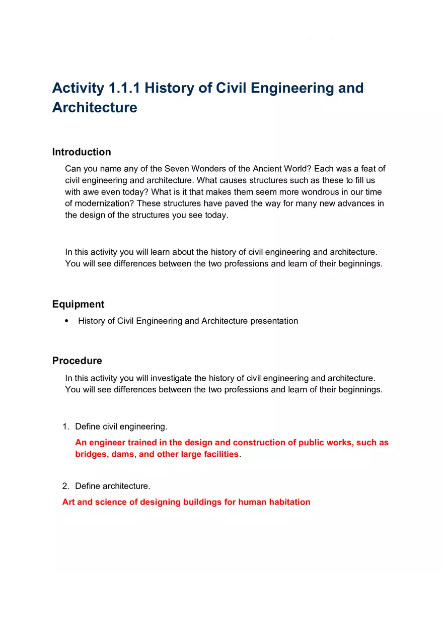 1.1.1 History of Civil Engineering and Architecture - Page 1