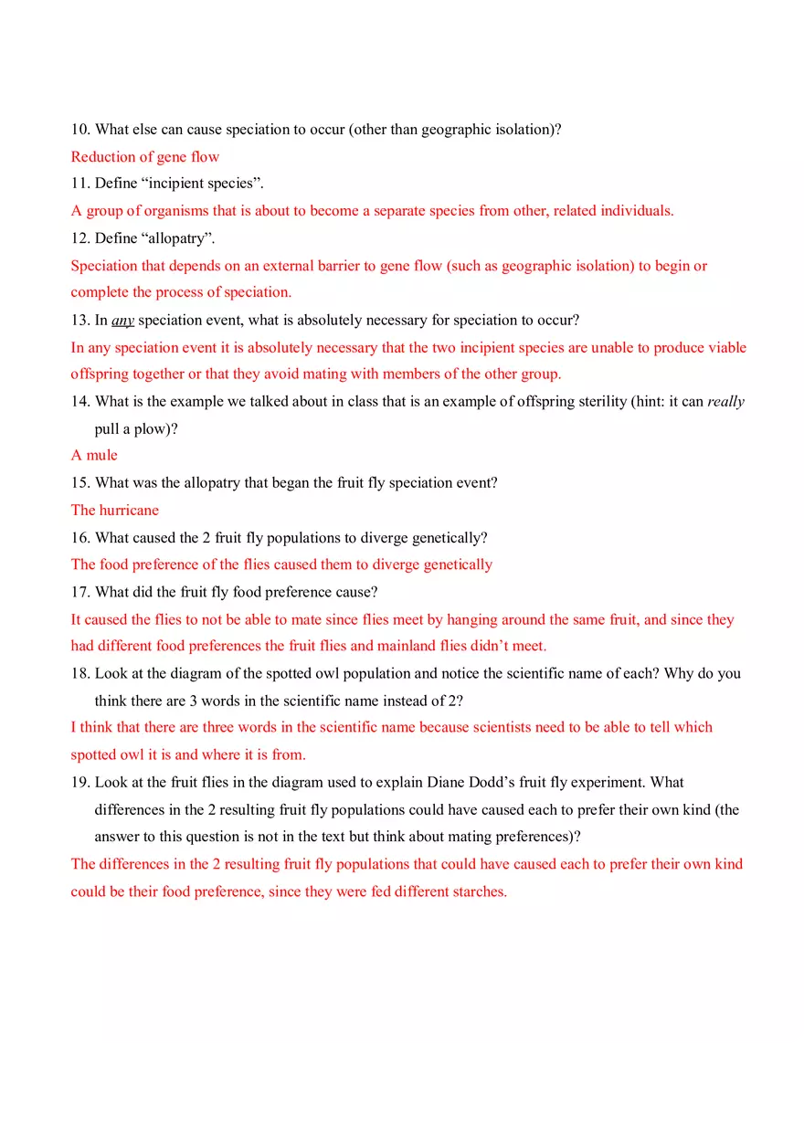 Speciation Webquest - Page 2