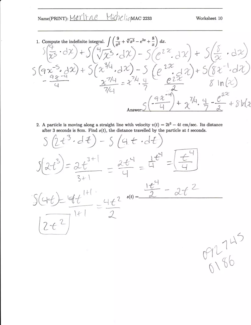 MAC 2233 Worksheet 10 - Page 1