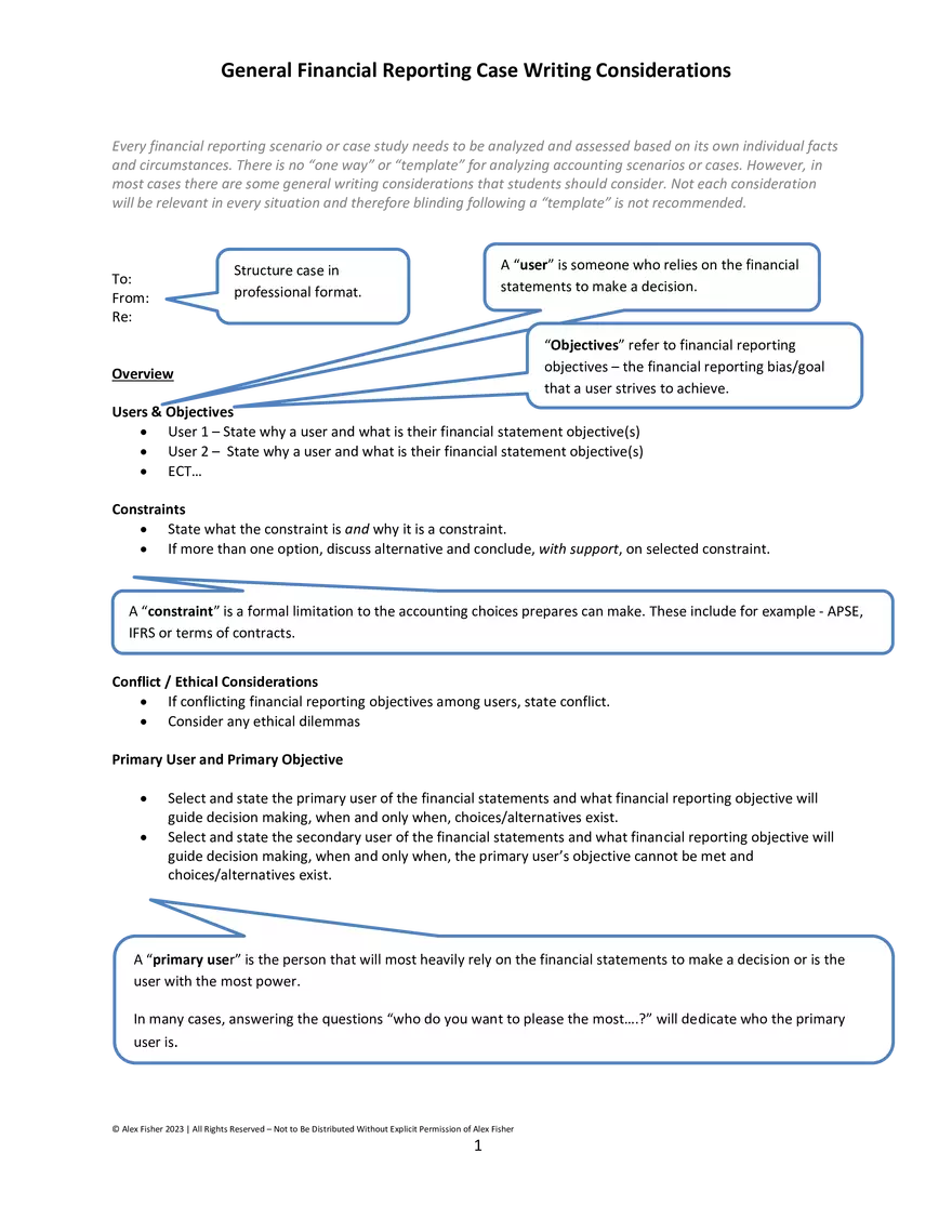 Financial Reporting Case Writing Considerations - Page 1