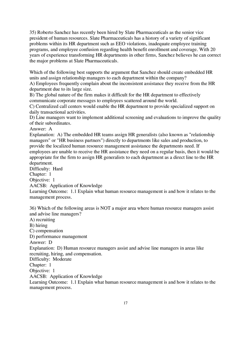 Chapter 1 Introduction to Human Resource Management Multiple Choice 2 - Page 8