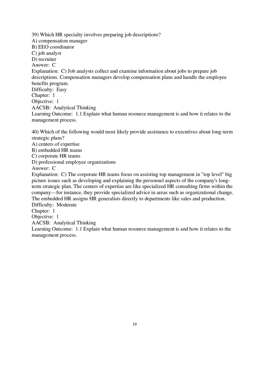 Chapter 1 Introduction to Human Resource Management Multiple Choice 2 - Page 10