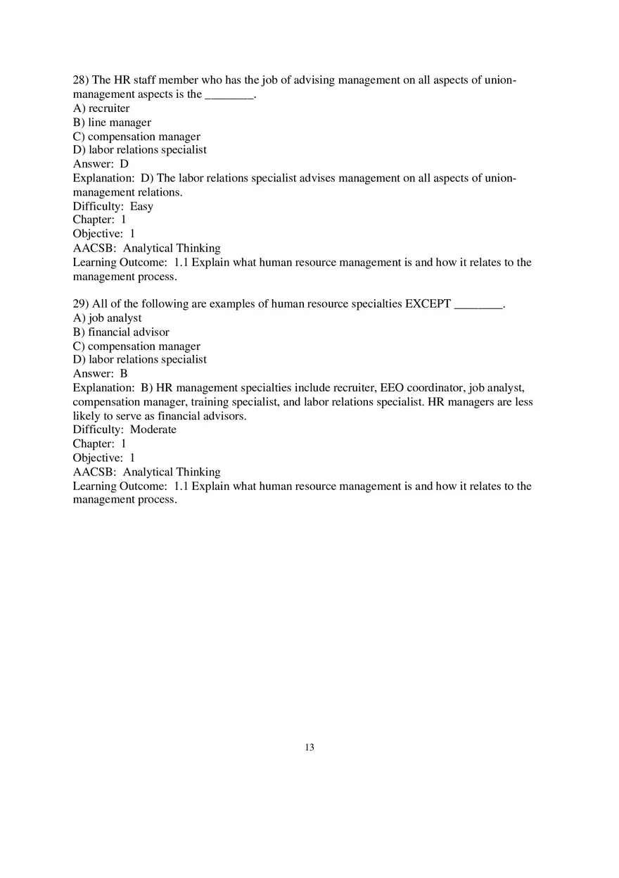 Chapter 1 Introduction to Human Resource Management Multiple Choice 2 - Page 4