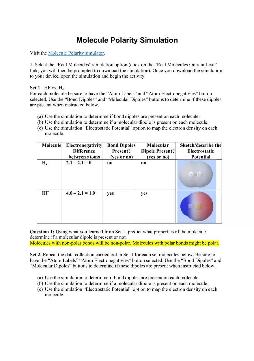 Molecule Polarity Simulation - Page 1