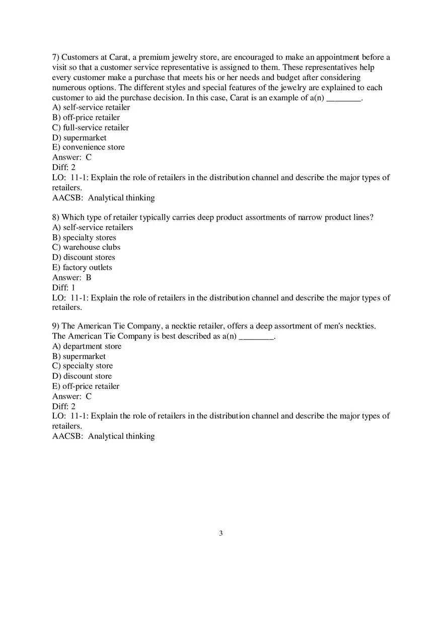 Chapter 11 Retailing and Wholesaling Answers Part 1 - Page 7