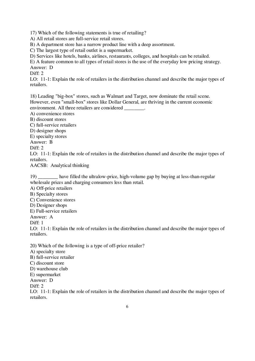 Chapter 11 Retailing and Wholesaling Answers Part 1 - Page 10