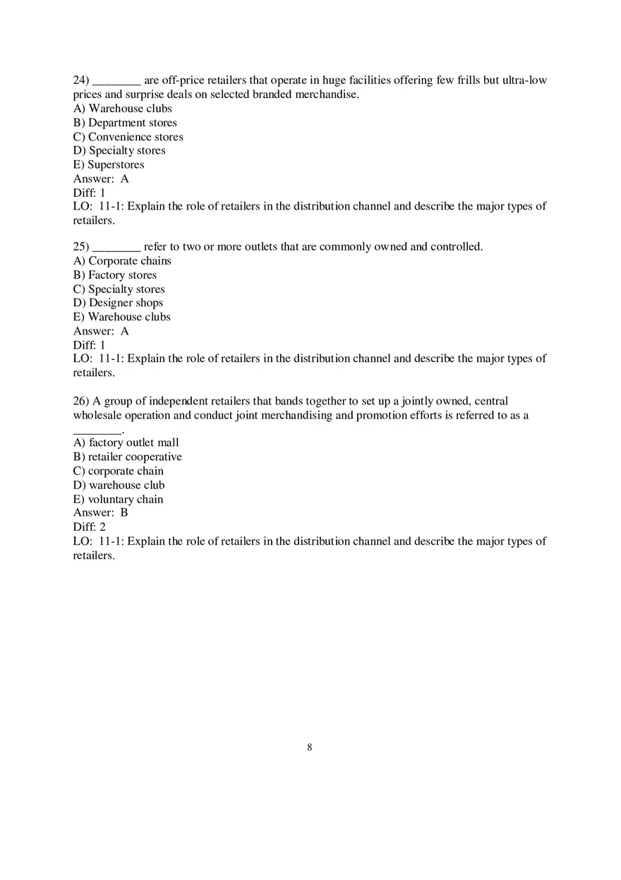 Chapter 11 Retailing and Wholesaling Answers Part 1 - Page 12