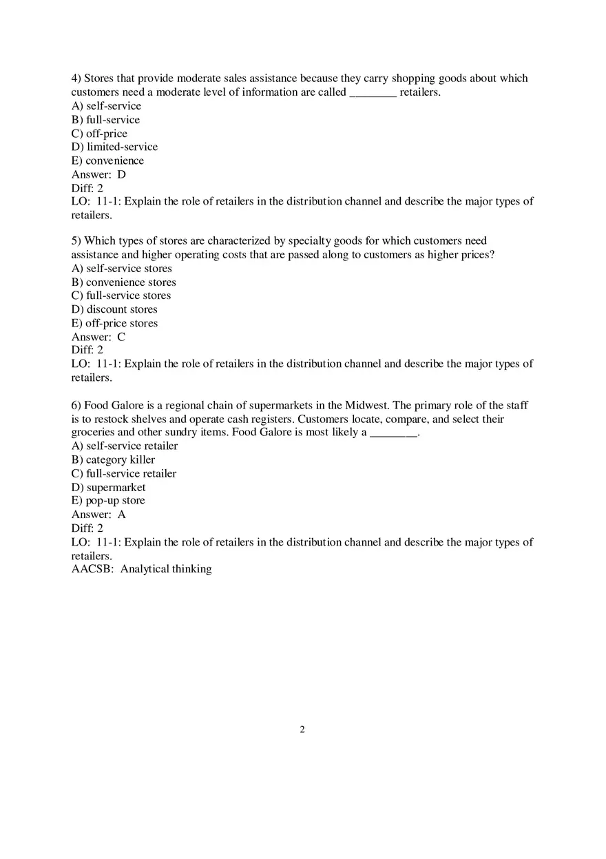 Chapter 11 Retailing and Wholesaling Answers Part 1 - Page 2
