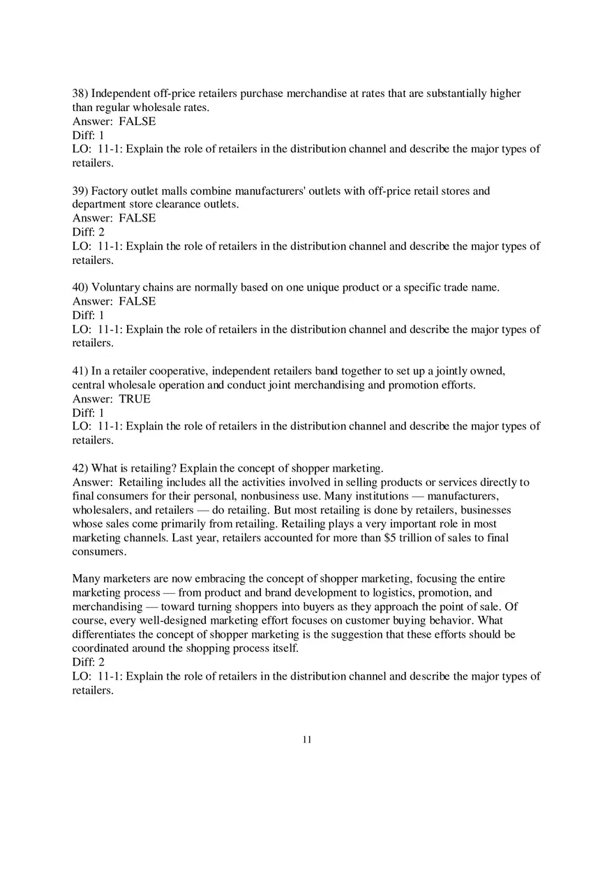 Chapter 11 Retailing and Wholesaling Answers Part 1 - Page 3