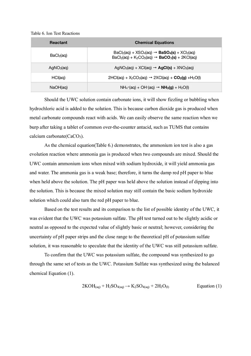 Identification of the Unknown White Compound by Compound Synthesis and Tests of their Physical and Chemical Properties - Page 9
