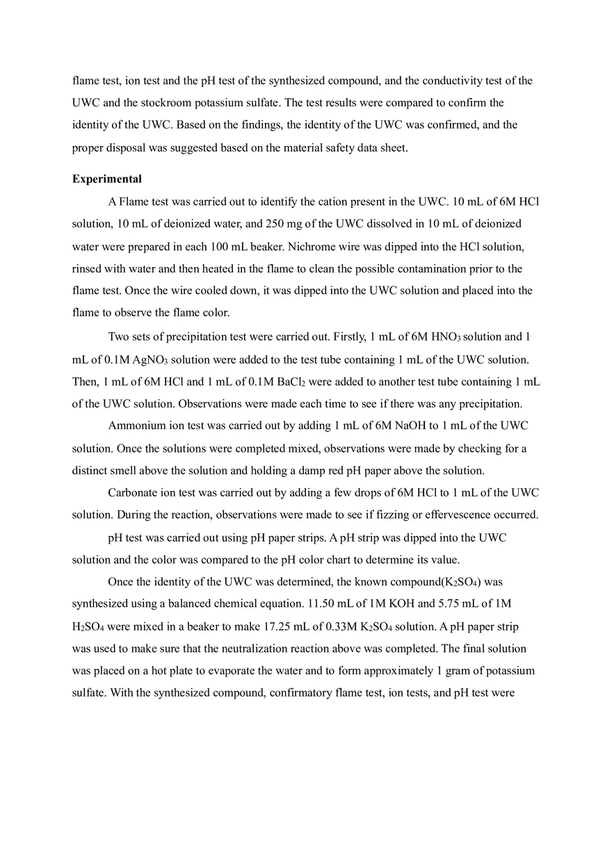 Identification of the Unknown White Compound by Compound Synthesis and Tests of their Physical and Chemical Properties - Page 5
