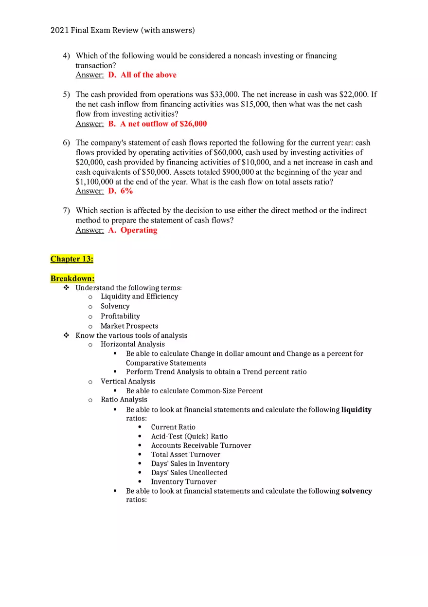 Accounting 2021 Final Exam Review (with Answers) - Page 7