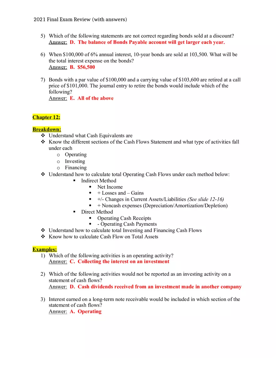 Accounting 2021 Final Exam Review (with Answers) - Page 6