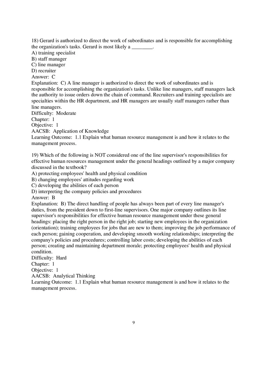 Chapter 1 Introduction to Human Resource Management Multiple Choice 1 - Page 9