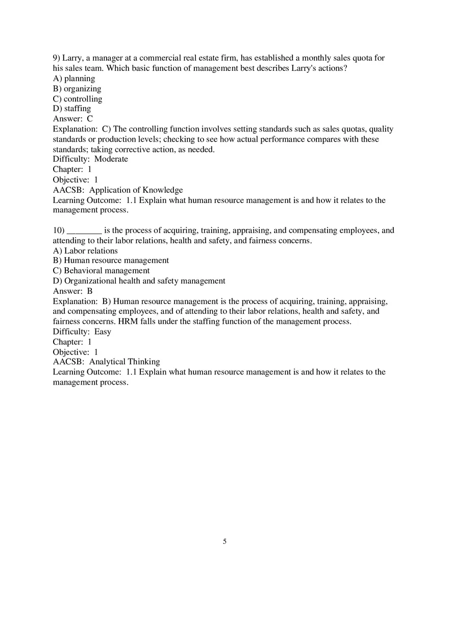 Chapter 1 Introduction to Human Resource Management Multiple Choice 1 - Page 5