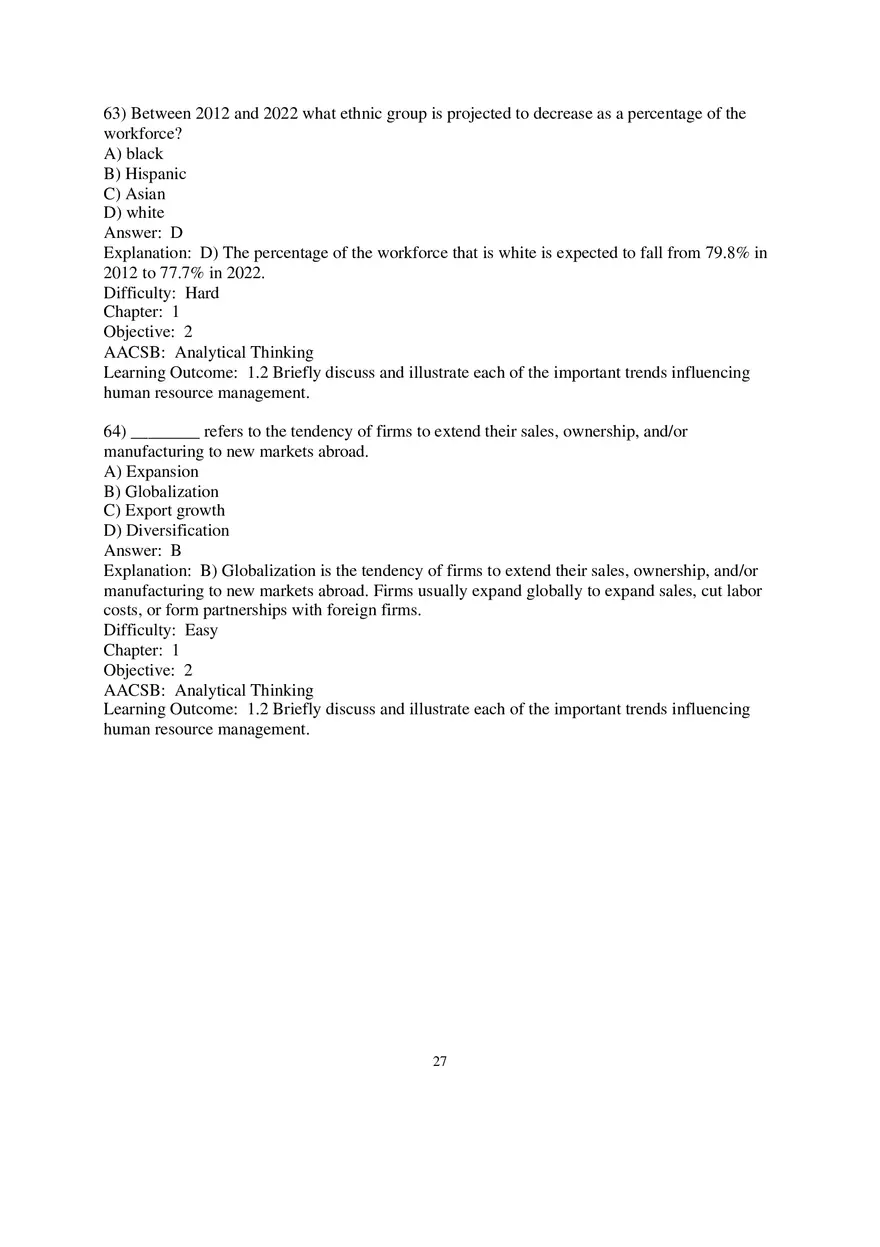 Chapter 1 Introduction to Human Resource Management Multiple Choice 3 - Page 1