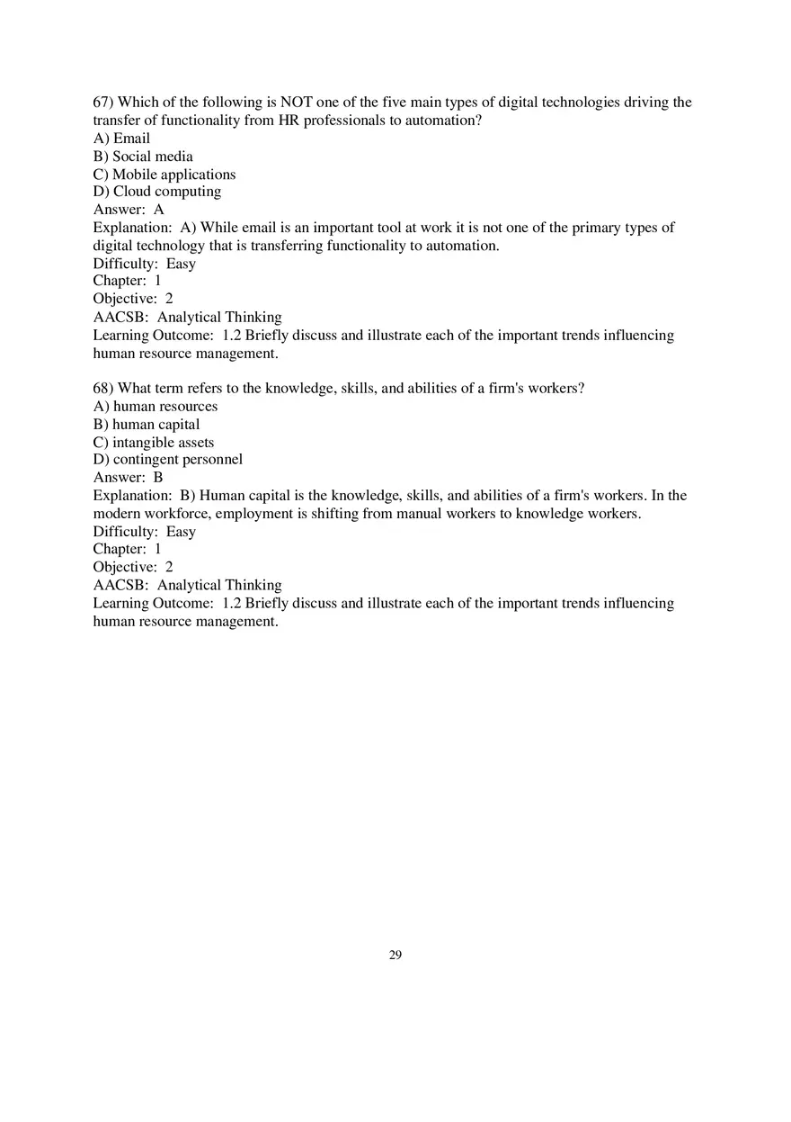 Chapter 1 Introduction to Human Resource Management Multiple Choice 3 - Page 3