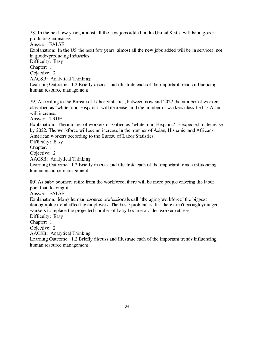 Chapter 1 Introduction to Human Resource Management True False 2 - Page 1