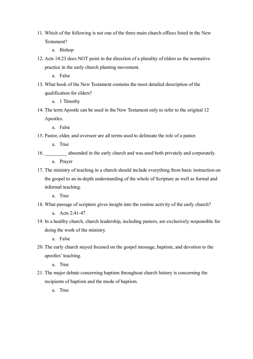 Module 7 Quiz Introduction to the Study of the Church - Page 2