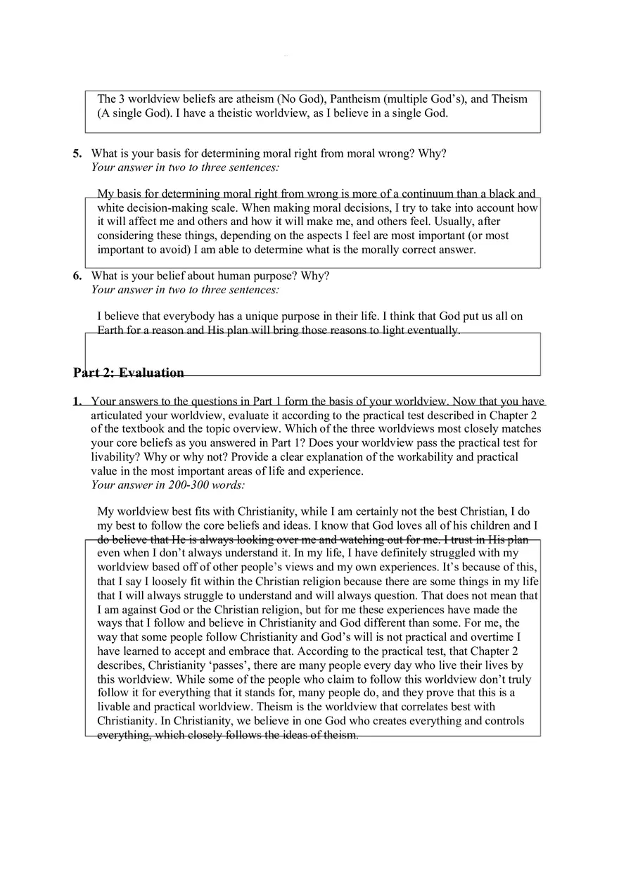 Basic Components of Worldview Answers - Page 2