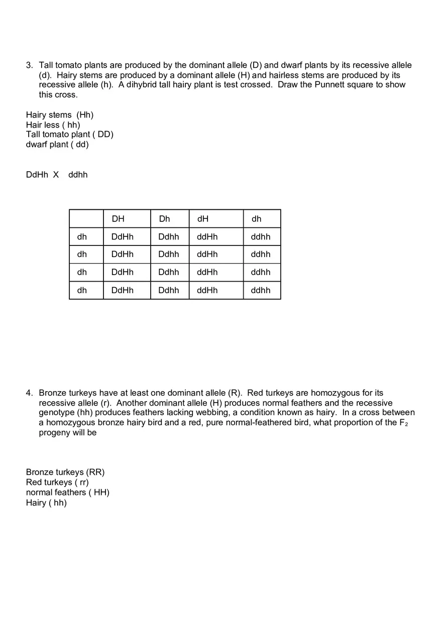 Genetics Problems – Dihybrid Crosses - Page 3