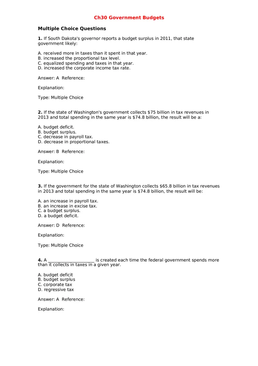 Chapter 30 Government Budgets - Page 1