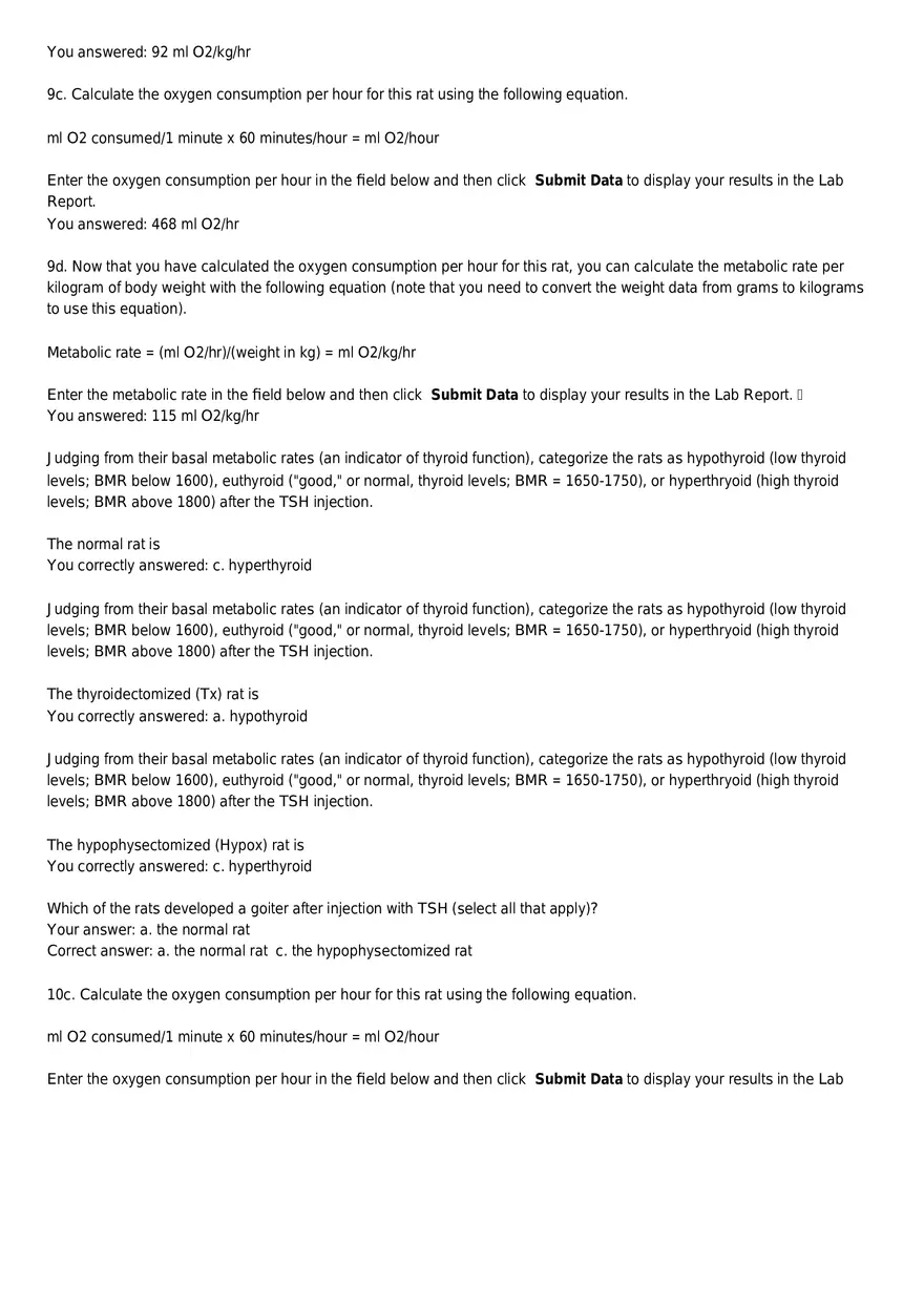 Metabolism and Thyroid Hormone Lab Report - Page 7