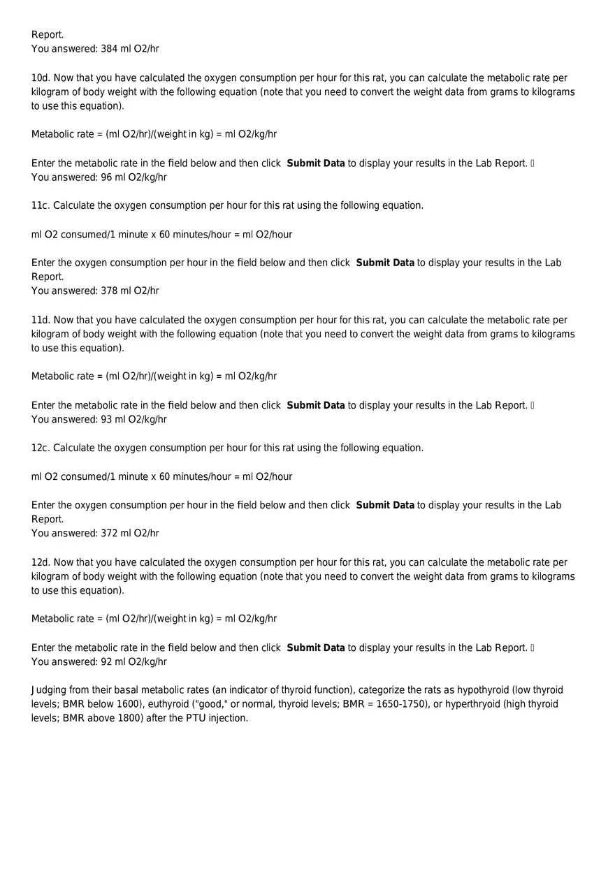Metabolism and Thyroid Hormone Lab Report - Page 8