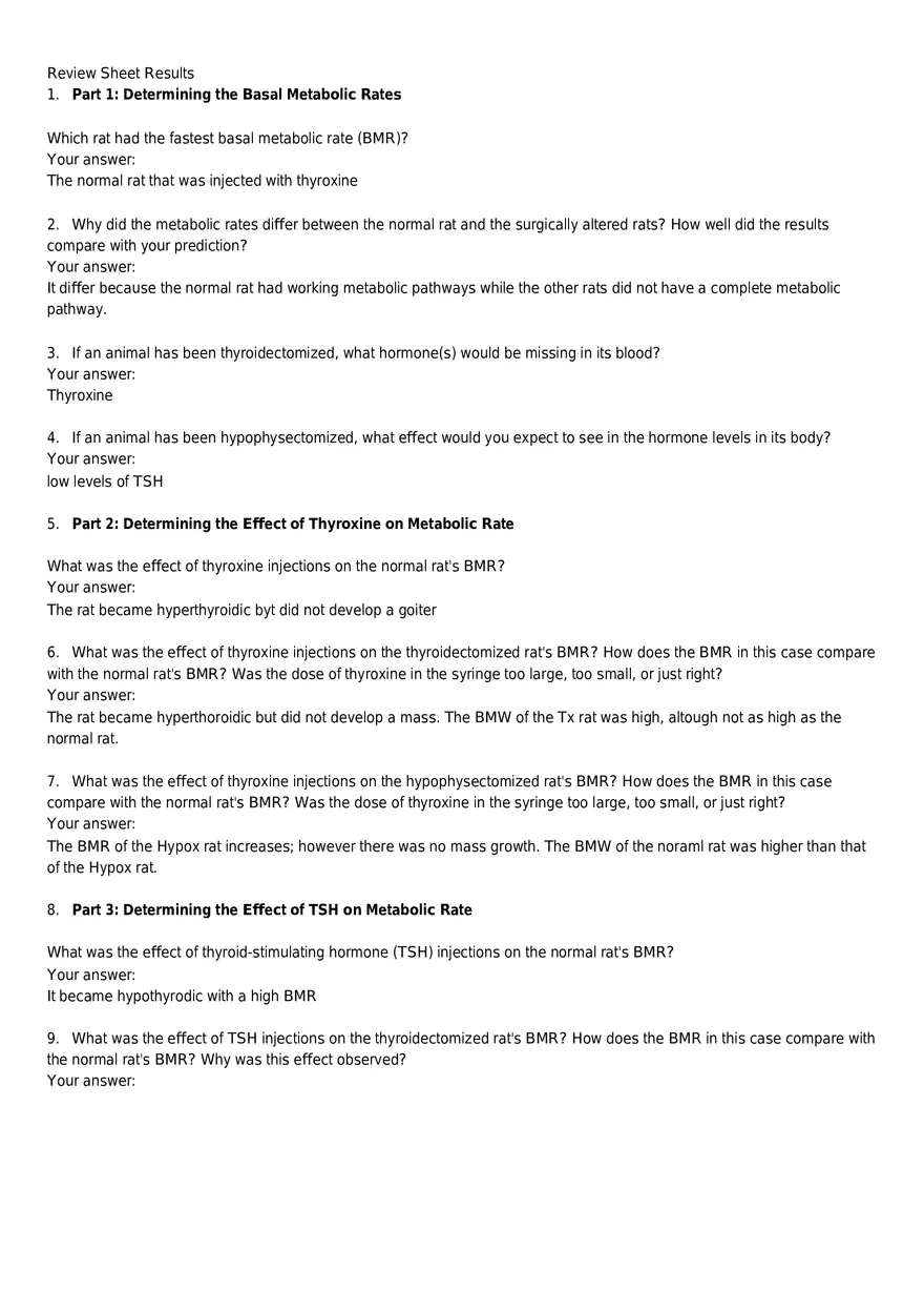 Metabolism and Thyroid Hormone Lab Report - Page 11