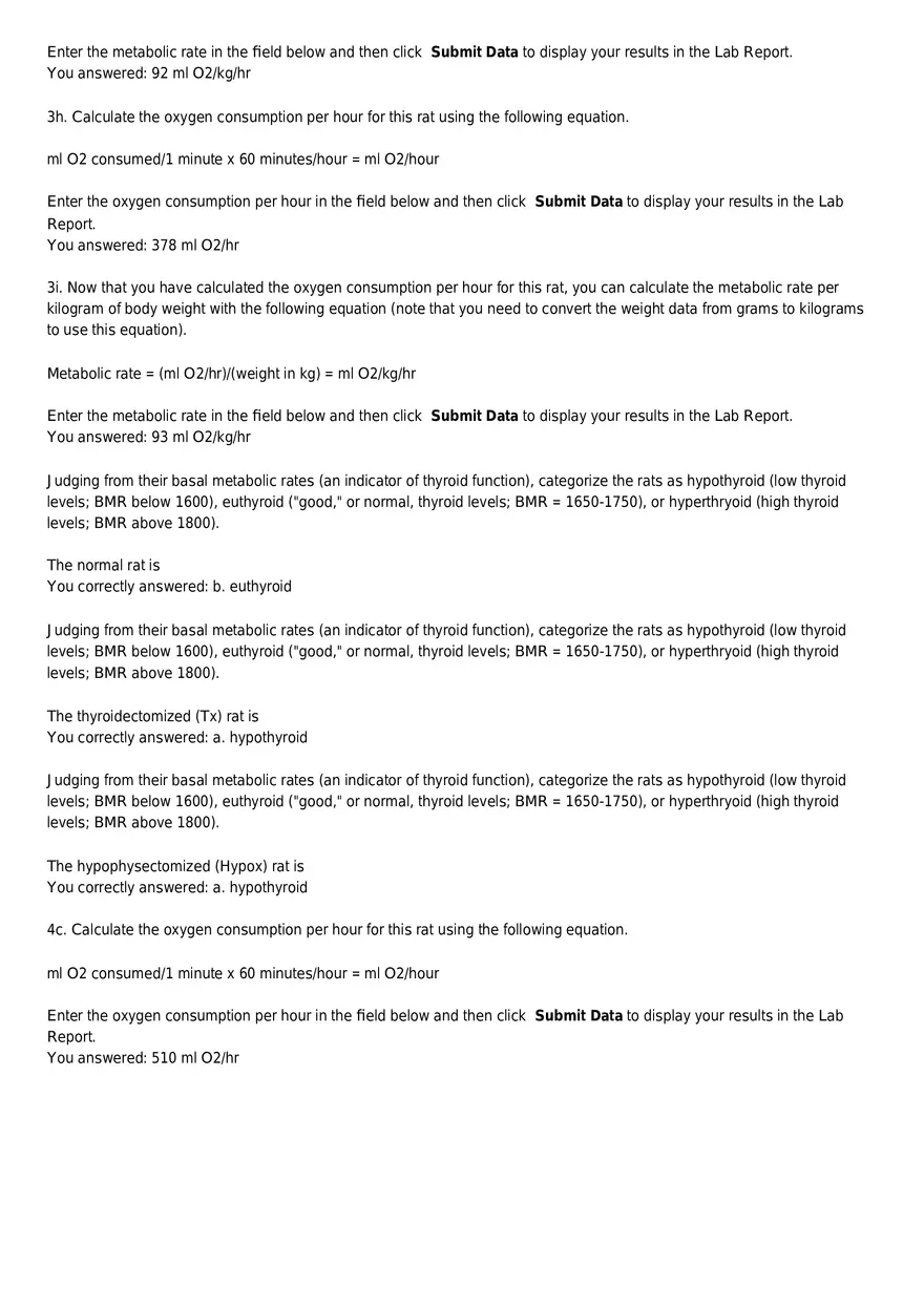 Metabolism and Thyroid Hormone Lab Report - Page 4