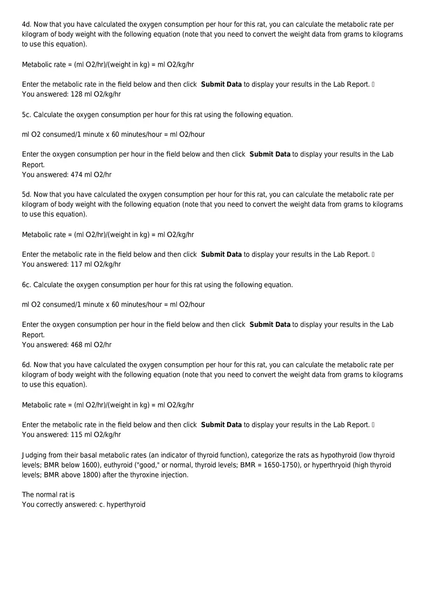 Metabolism and Thyroid Hormone Lab Report - Page 5