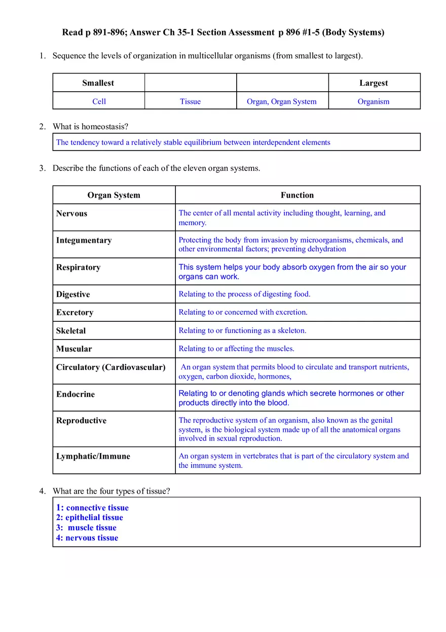 Section 35 1 Human Body Systems Answer Key - Page 1